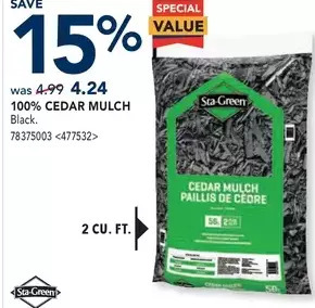 RONA Sta-green 100% cedar mulch offer