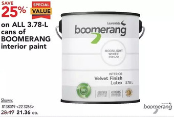 RONA 3.78-l cans of boomerang interior paint offer