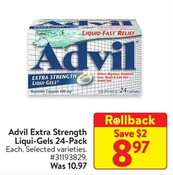 Walmart Advil extra strength liqui-gels offer