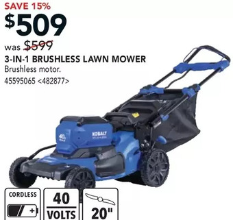 RONA Kobalt 3-in-1 brushless lawn mower offer
