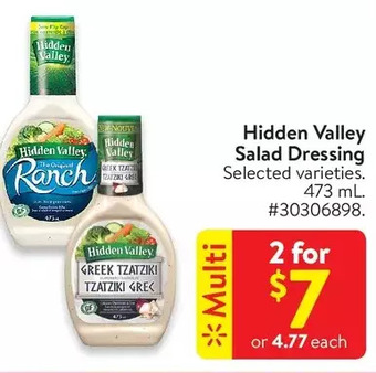 Walmart Hidden valley salad dressing offer