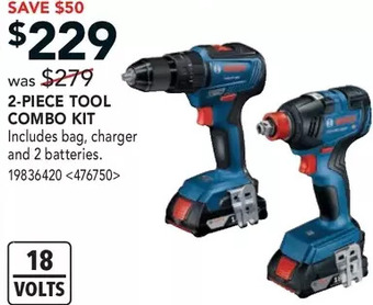 RONA Bosch 2-piece tool combo kit offer