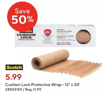 Staples Scotch cushion lock protective wrap offer