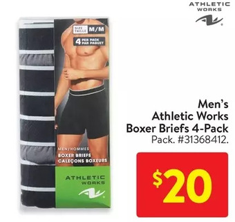 Walmart Men's athletic works boxer briefs offer
