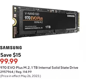 Staples Samsung 970 evo plus m.2, 1 tb internal solid state drive offer