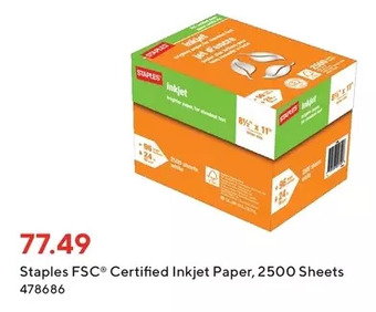 Staples Staples fsc certified inkjet paper offer