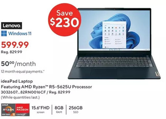 Staples Lenovo ideapad laptop offer