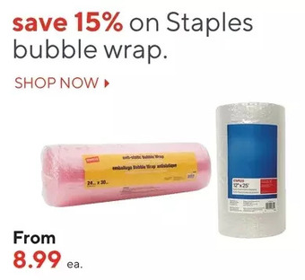 Staples Staples bubble wrap offer