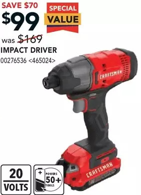 RONA Craftsman impact driver offer