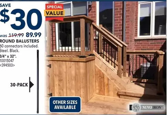 RONA Nuvo iron round balusters offer