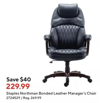 Staples Staples northman bonded leather manager's chair offer