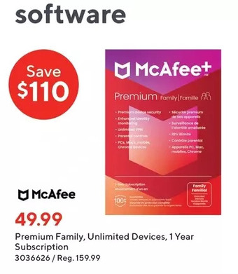 Staples Mcafee premium family offer