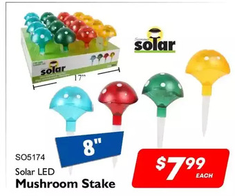 Factory Direct Solar led mushroom stake offer