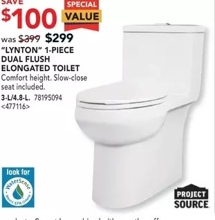 RONA Project source lynton 1-piece dual flush elongated toilet offer
