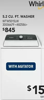 RONA Whirlpool 5.2 cu. ft. washer offer