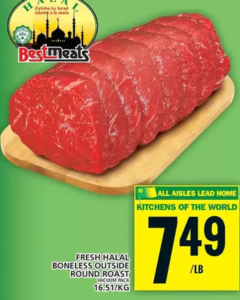 Food Basics Fresh halal boneless outside round roast offer