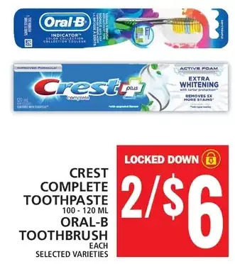 Food Basics Crest complete toothpaste | oral-b toothbrush offer
