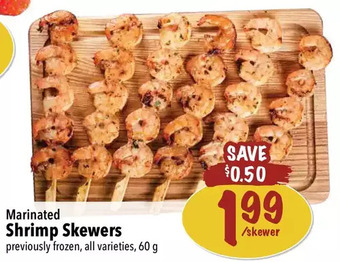 Farm Boy Marinated shrimp skewers offer