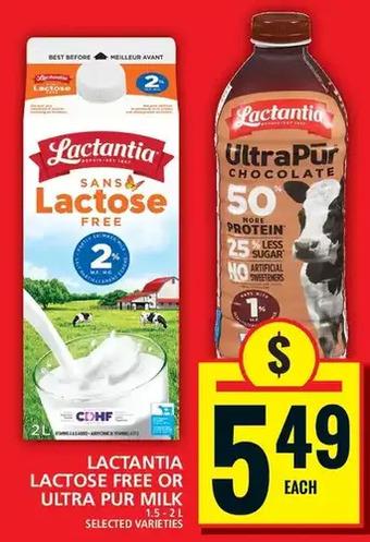 Food Basics Lactantia lactose free or ultra pur milk offer