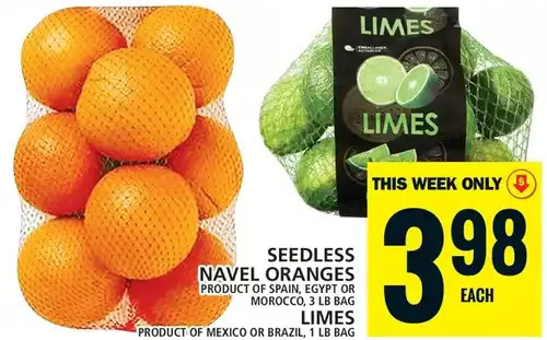 Food Basics Seedless navel oranges | limes offer