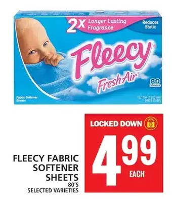 Food Basics Fleecy fabric softener sheets offer