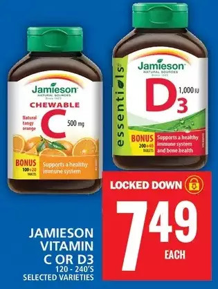 Food Basics Jamieson vitamin c or d3 offer