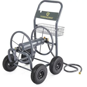 Canadian Tire Yardworks steel hose reel cart with flat-free tires offer