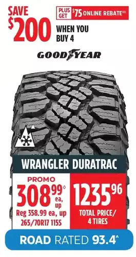 Canadian Tire Good year wrangler duratrac offer