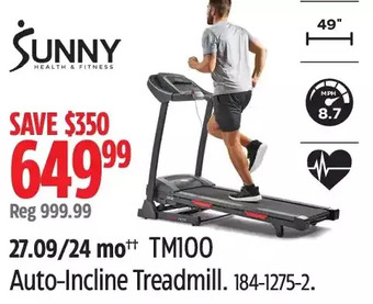 Canadian Tire Sunny tm100 auto-incline treadmill offer