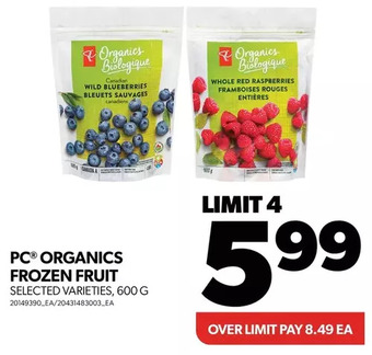 Real Canadian Superstore Pc organics frozen fruit offer