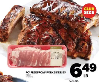 Real Canadian Superstore Pc free from pork side ribs offer