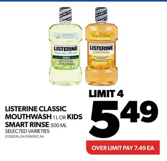 Real Canadian Superstore Listerine classic mouthwash or kids smart rinse offer