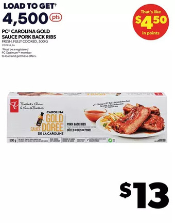 Real Canadian Superstore Pc carolina gold sauce pork back ribs offer