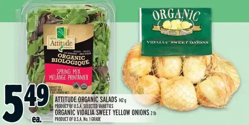 Metro Attitude organic salads | organic vidalia sweet yellow onions offer