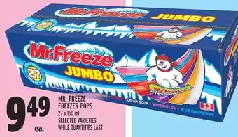 Metro Mr. freeze freezer pops offer