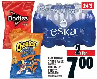 Metro Eska natural spring water | doritos or cheetos offer