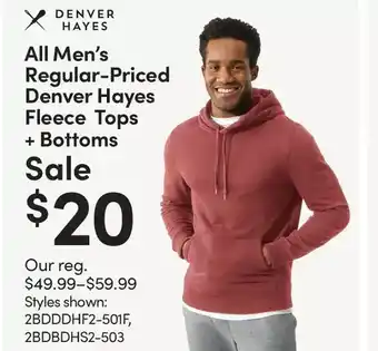 Mark's Denver hayes fleece tops + bottoms offer
