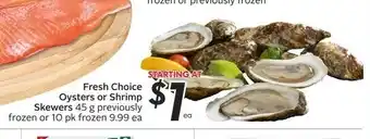 Sobeys Fresh Choice Oysters or Shrimps offer