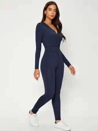 SheIn Shein mulvari top-stitching hooded unitard jumpsuit offer