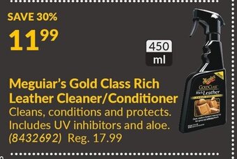Princess Auto Meguiar's Gold Class Rich Leather Cleaner/Conditioner 450 ml offer