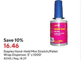 Staples Staples hand-held mini stretch/pallet wrap dispenser, 5 x 1000' offer