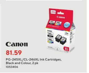 Staples Canon pg-245xl/cl-246xl ink cartridges, black and colour, 2 pack offer