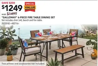 Lowe's Allen + roth galloway 6-piece fire table dinning set offer