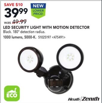 Lowe's Heath zenith led security light with motion detector 1000 lumens, 5000-k offer