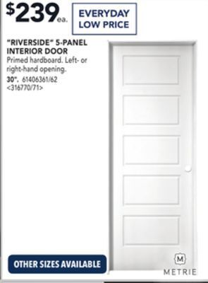 Lowe's Metrie riverside 5-panel interior door 30 offer