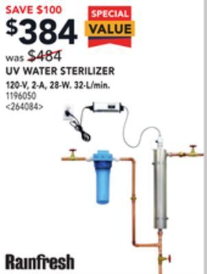 Lowe's Rainfresh uv water sterilizer 120-v, 2-a, 28-w, 22-l/min offer