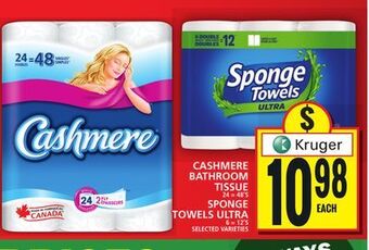 Food Basics Cashmere bathroom tissue or sponge towels ultra offer