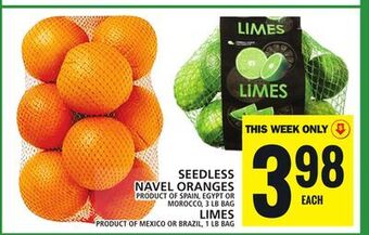 Food Basics Seedless navel oranges or limes offer