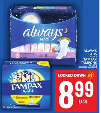 Food Basics Always pads or tampax tampons offer