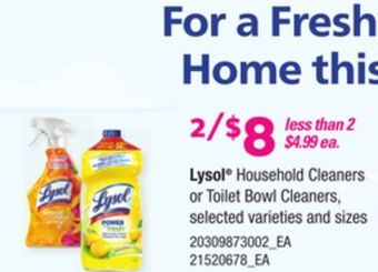 Loblaws Lysol® household cleaners or toilet bowl cleaners offer